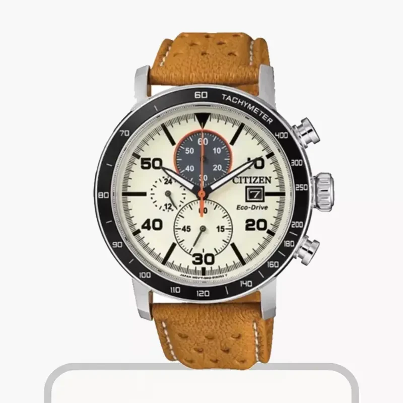 Citizen Brycen Eco-Drive Chronograph Brown Leather Men's Watch- CA0641-32X